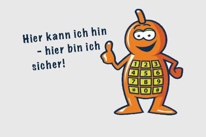 přátelský telefonní panáček jako symbol bezpečnosti